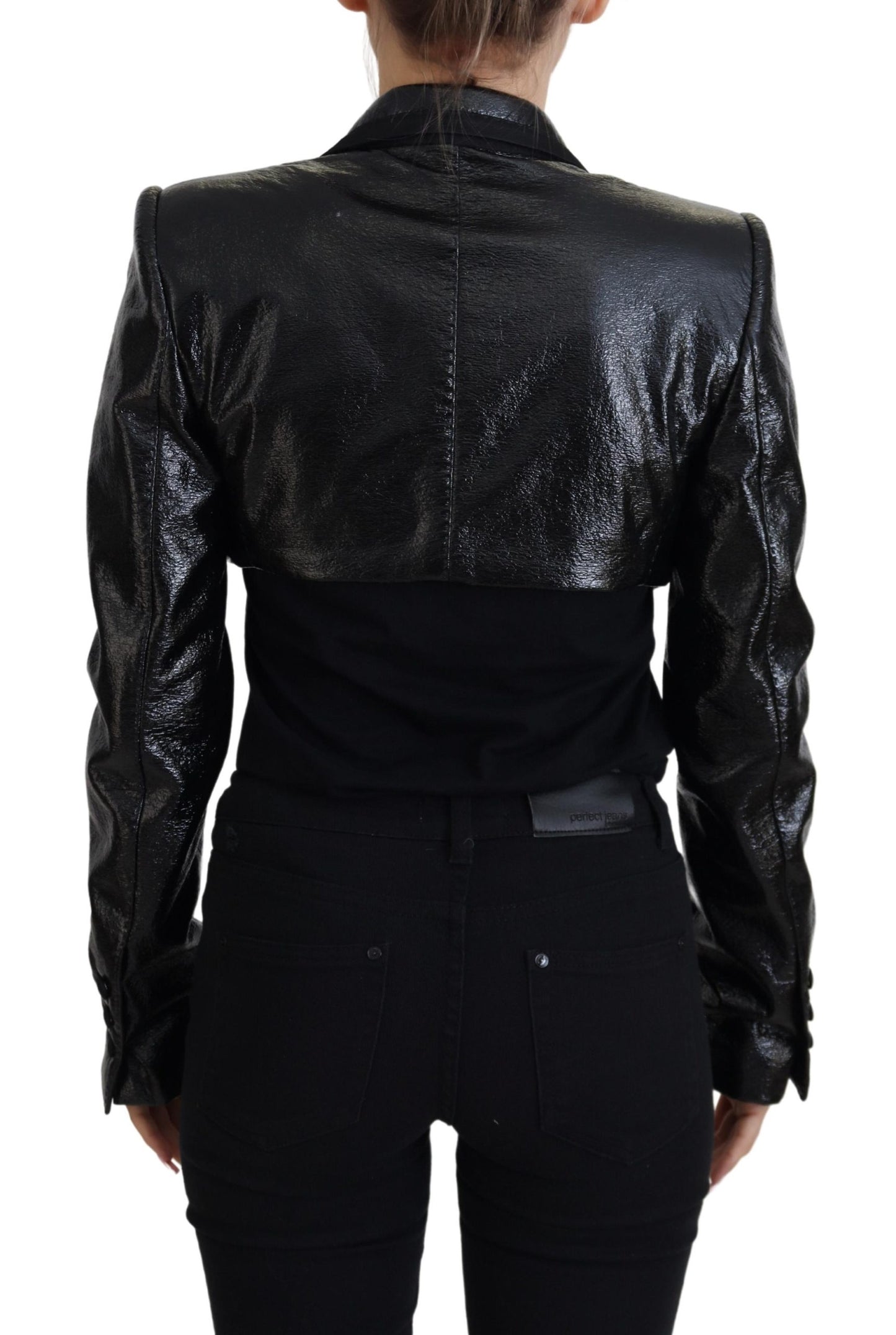 Veste en coton Dolce & Gabbana noire à manches longues et coupe courte