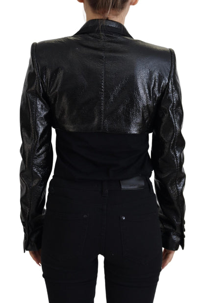 Veste en coton Dolce & Gabbana noire à manches longues et coupe courte