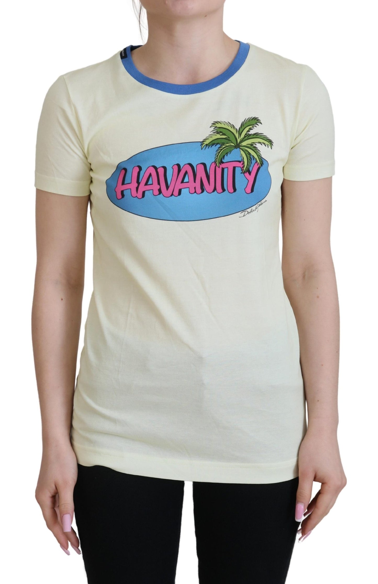 T-shirt en coton à col rond Yellow Havanity Dolce & Gabbana