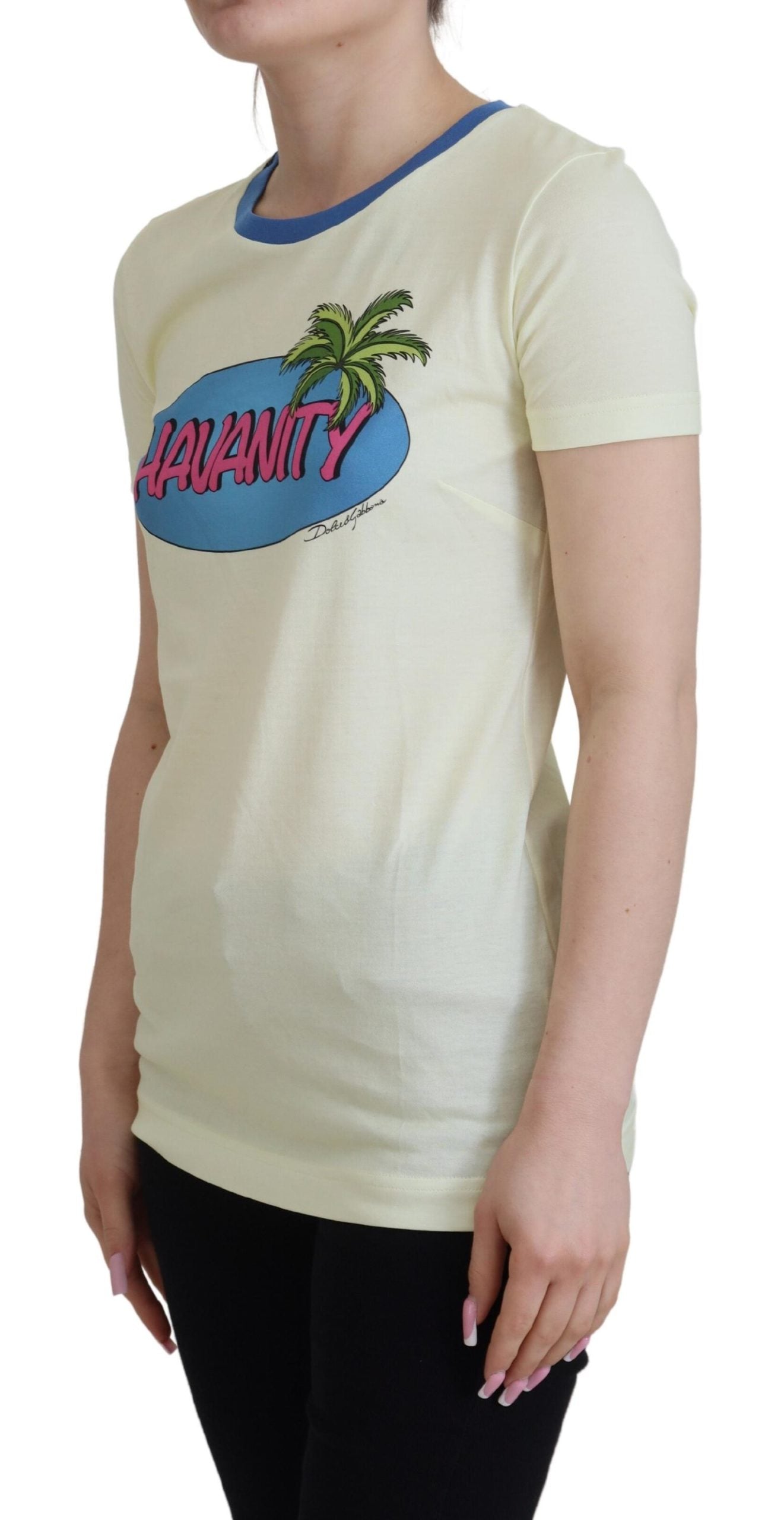 T-shirt en coton à col rond Yellow Havanity Dolce & Gabbana