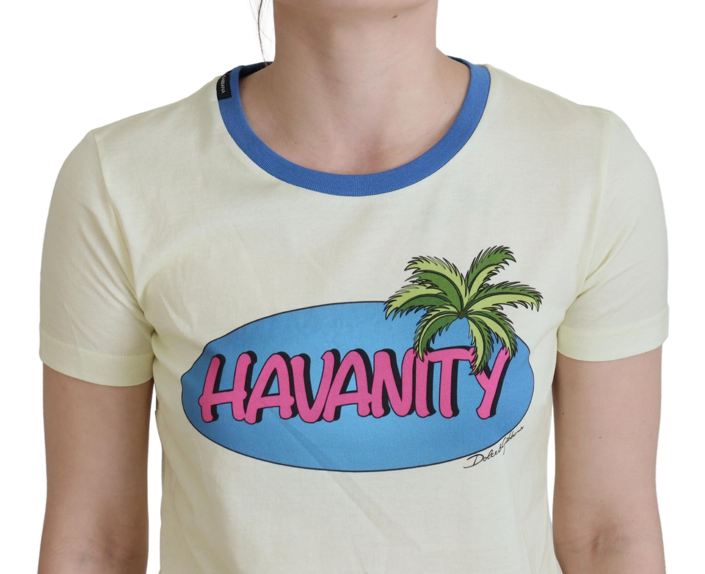 T-shirt en coton à col rond Yellow Havanity Dolce & Gabbana