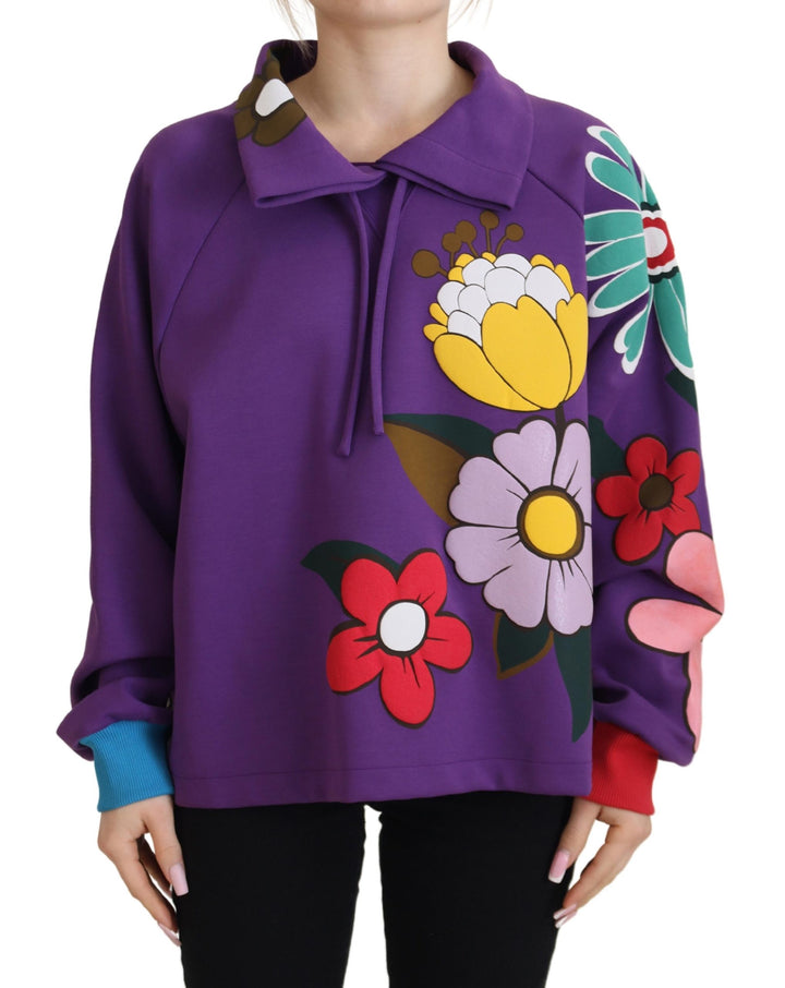 Suéter de algodón con estampado floral morado Dolce & Gabbana