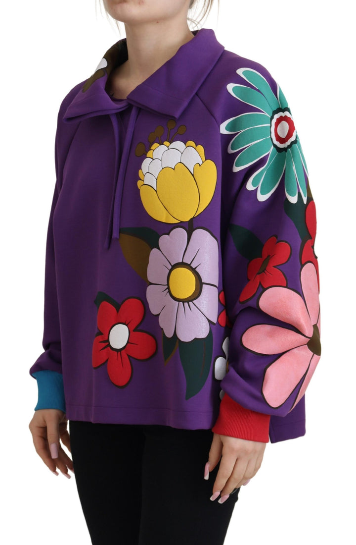 Suéter de algodón con estampado floral morado Dolce & Gabbana