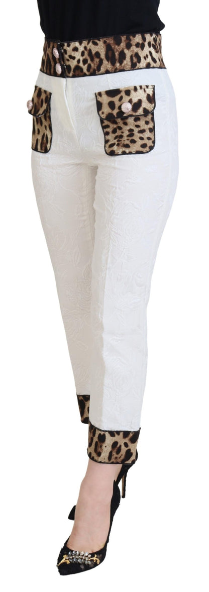 Pantalon taille haute blanc à imprimé léopard Dolce & Gabbana