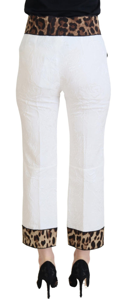 Pantalon taille haute blanc à imprimé léopard Dolce & Gabbana