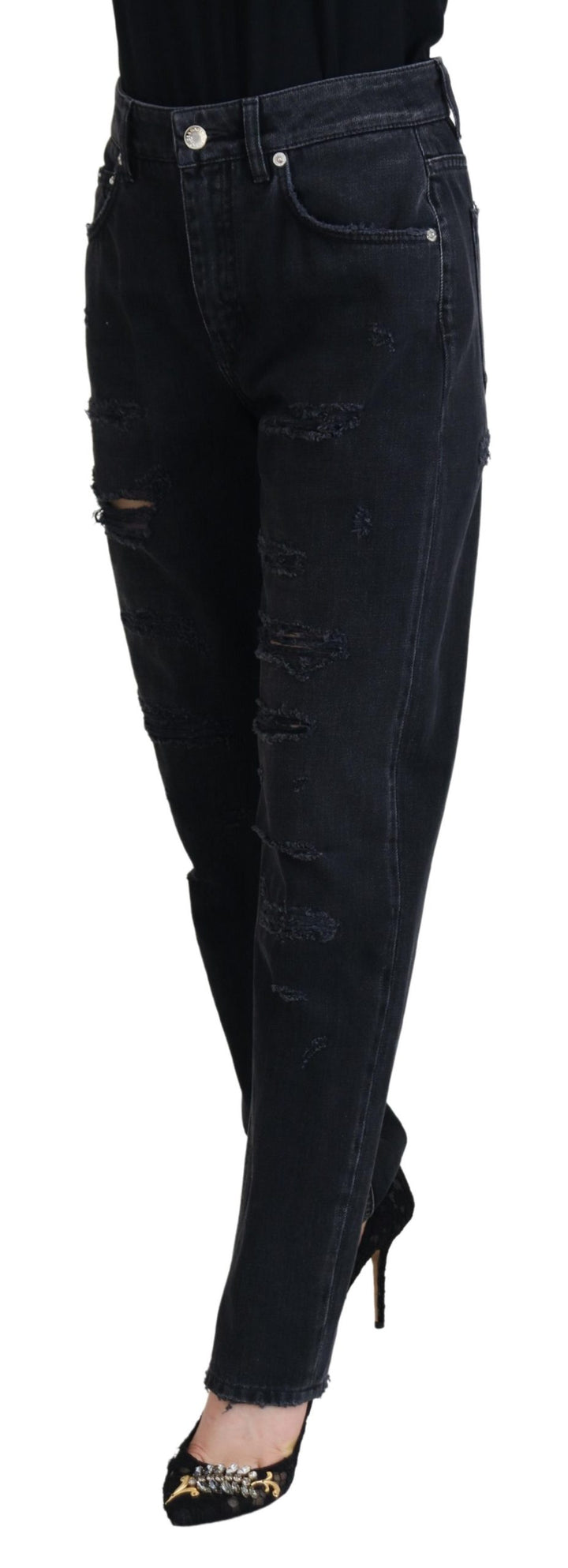 Jean en jean taille haute Dolce & Gabbana en coton noir déchiré