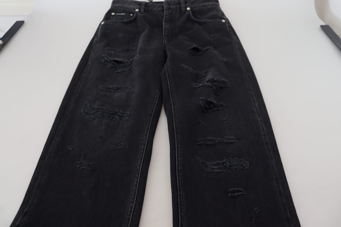 Jean en jean taille haute Dolce & Gabbana en coton noir déchiré