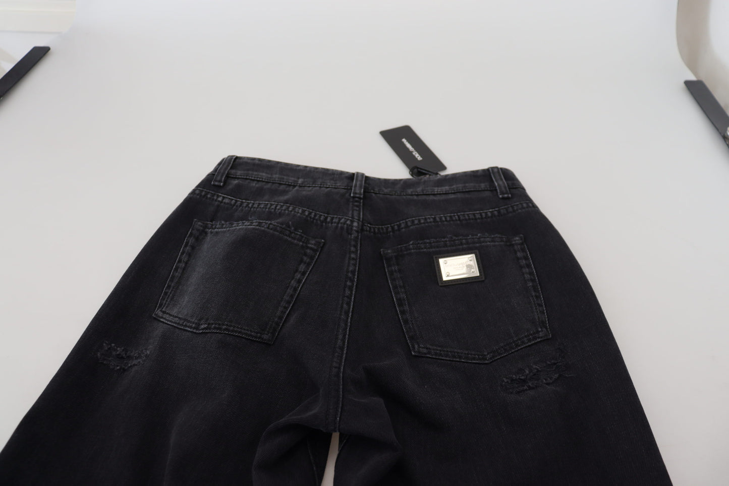 Jean en jean taille haute Dolce & Gabbana en coton noir déchiré