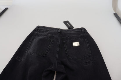 Jean en jean taille haute Dolce & Gabbana en coton noir déchiré