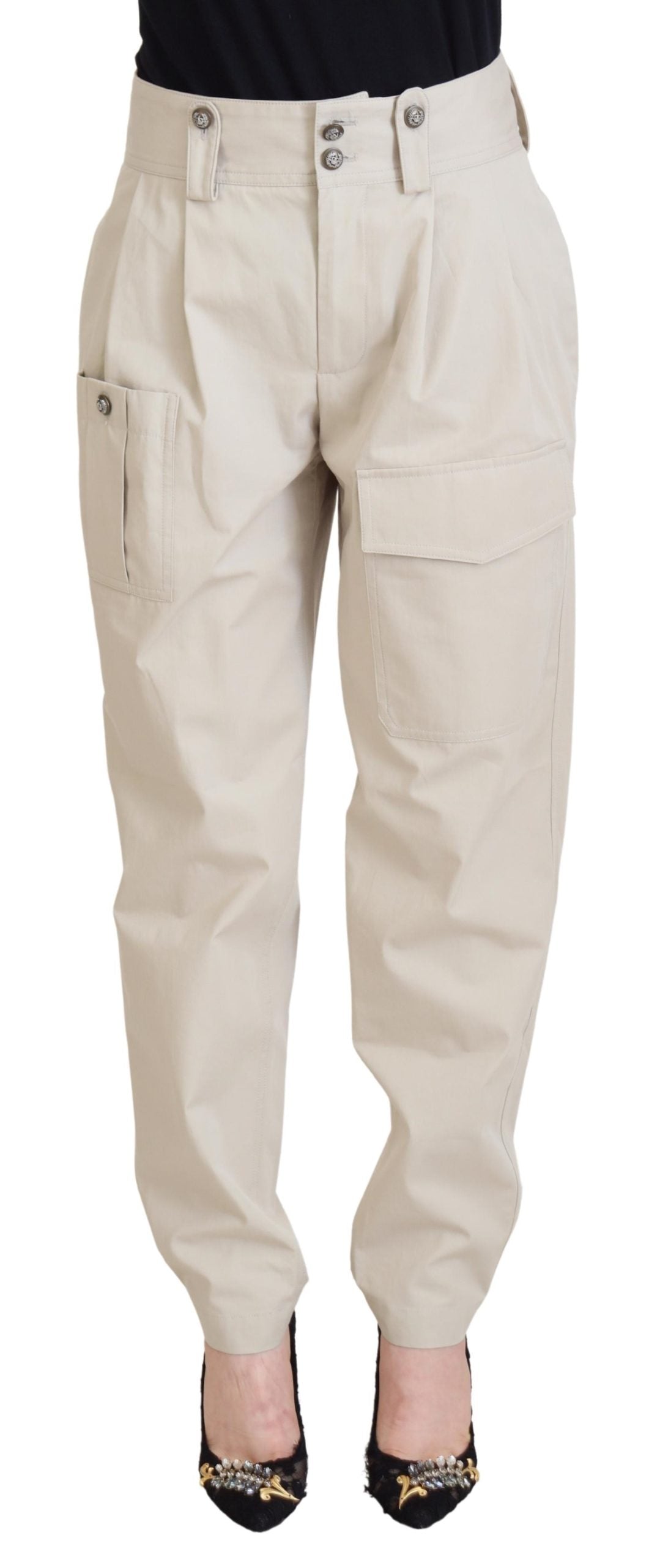 Pantalon taille haute beige Dolce & Gabbana pour femme