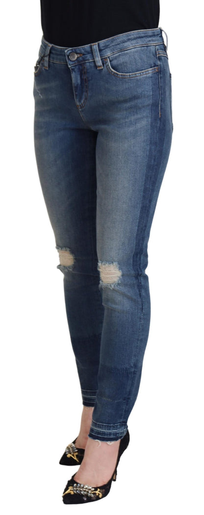 Jean en denim délavé et déchiré en coton bleu Dolce & Gabbana