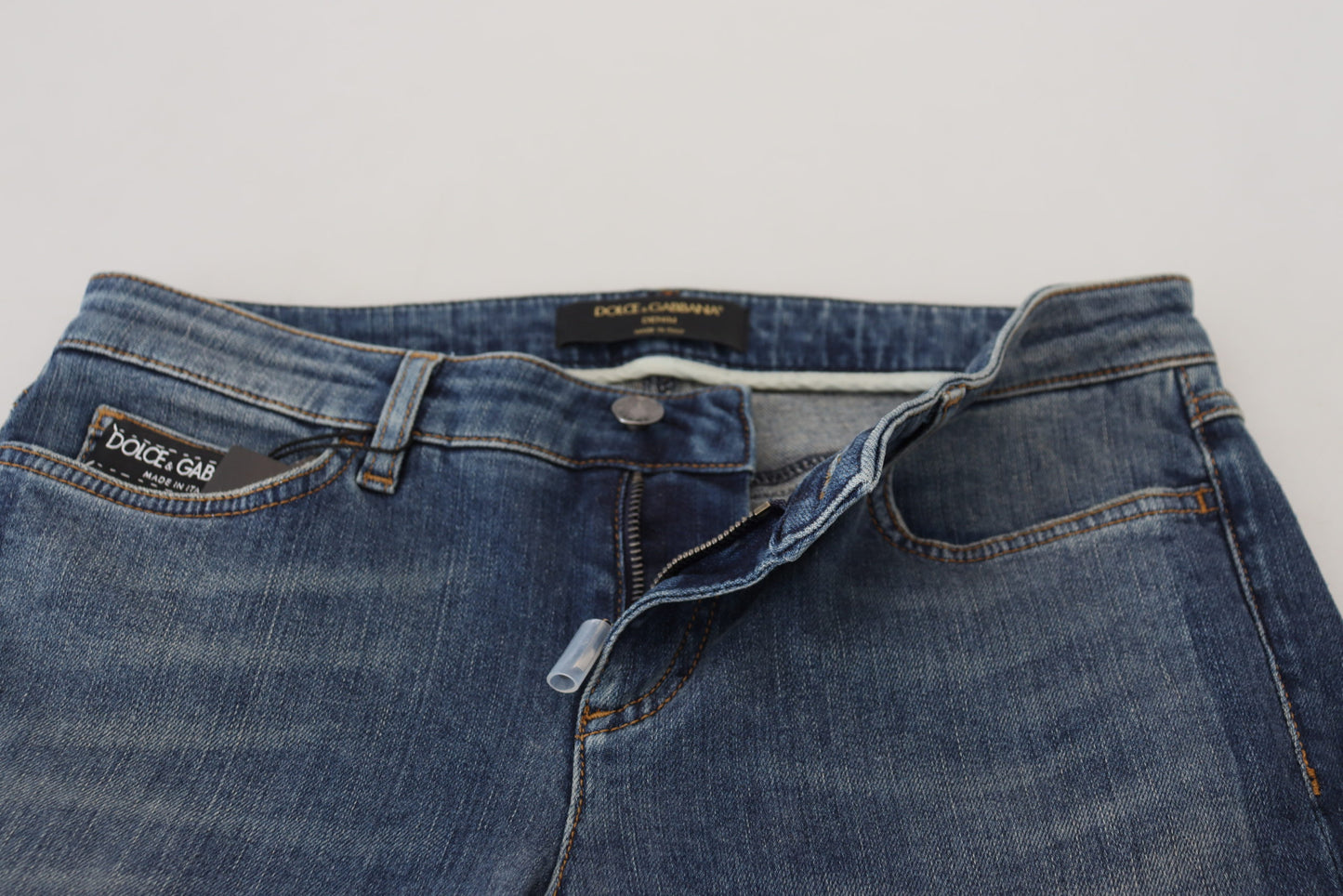 Jean en denim délavé et déchiré en coton bleu Dolce & Gabbana