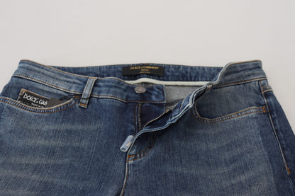Jean en denim délavé et déchiré en coton bleu Dolce & Gabbana