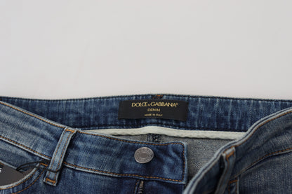 Jean en denim délavé et déchiré en coton bleu Dolce & Gabbana