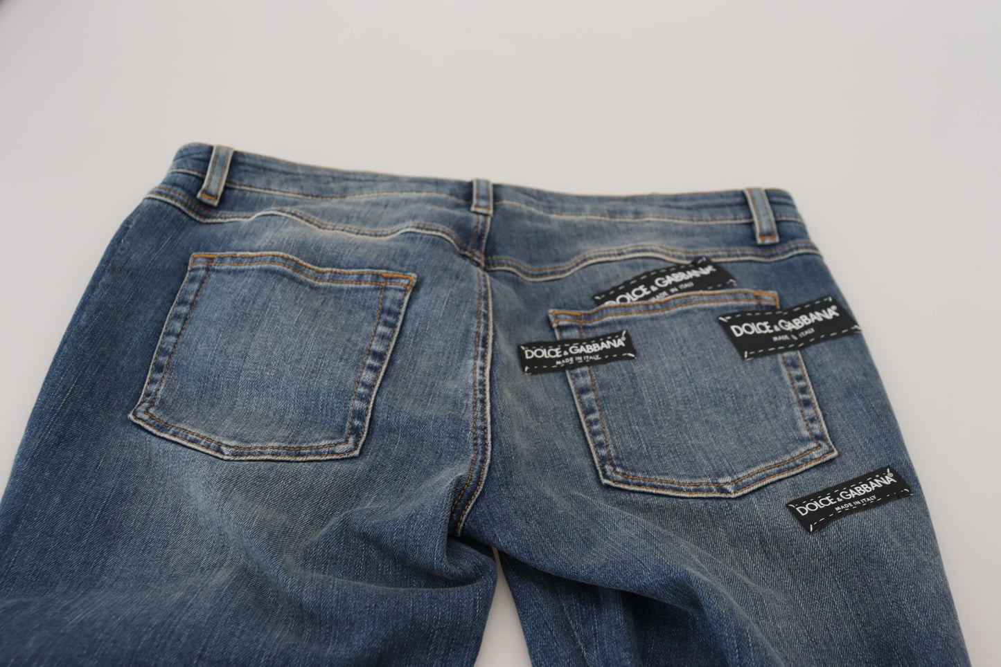 Jean en denim délavé et déchiré en coton bleu Dolce & Gabbana
