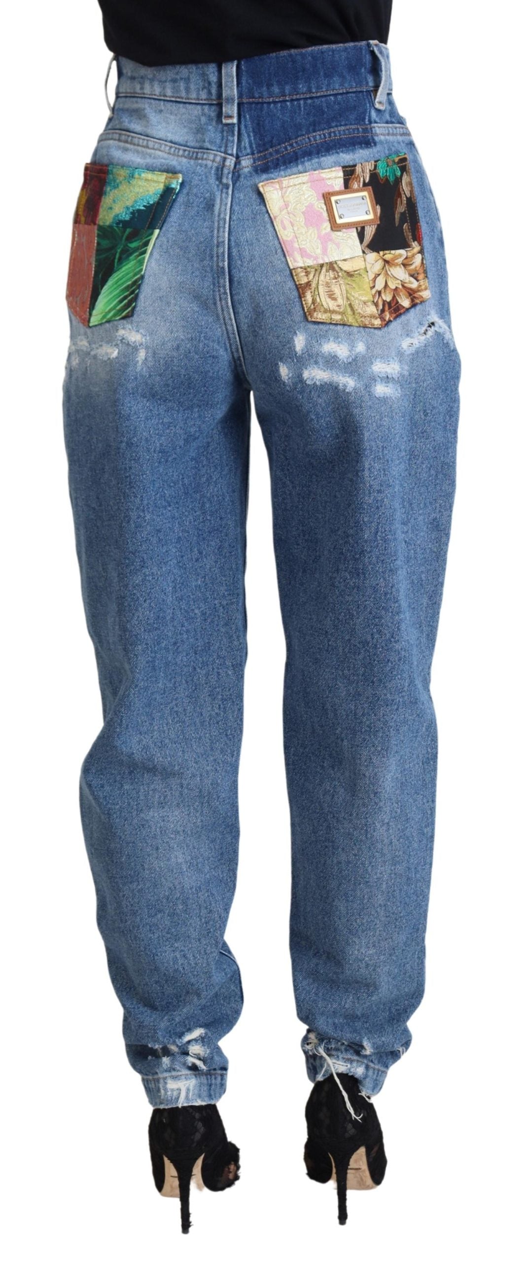 Jean en denim déchiré Dolce & Gabbana en coton délavé bleu