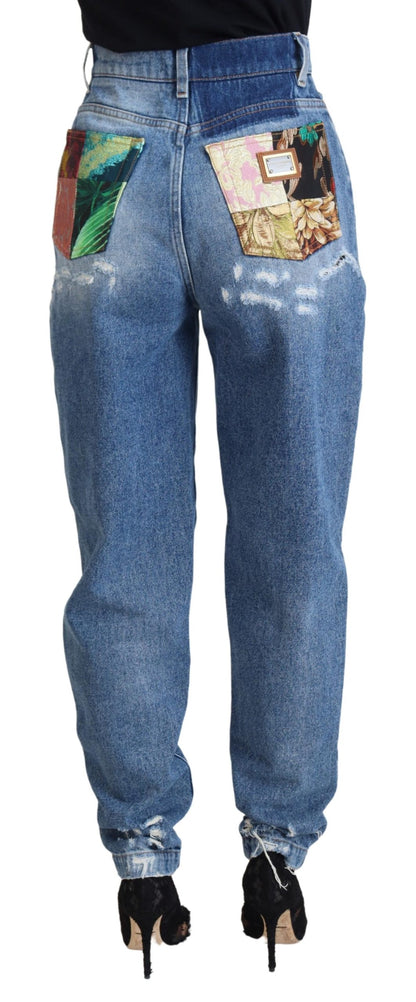 Jean en denim déchiré Dolce & Gabbana en coton délavé bleu