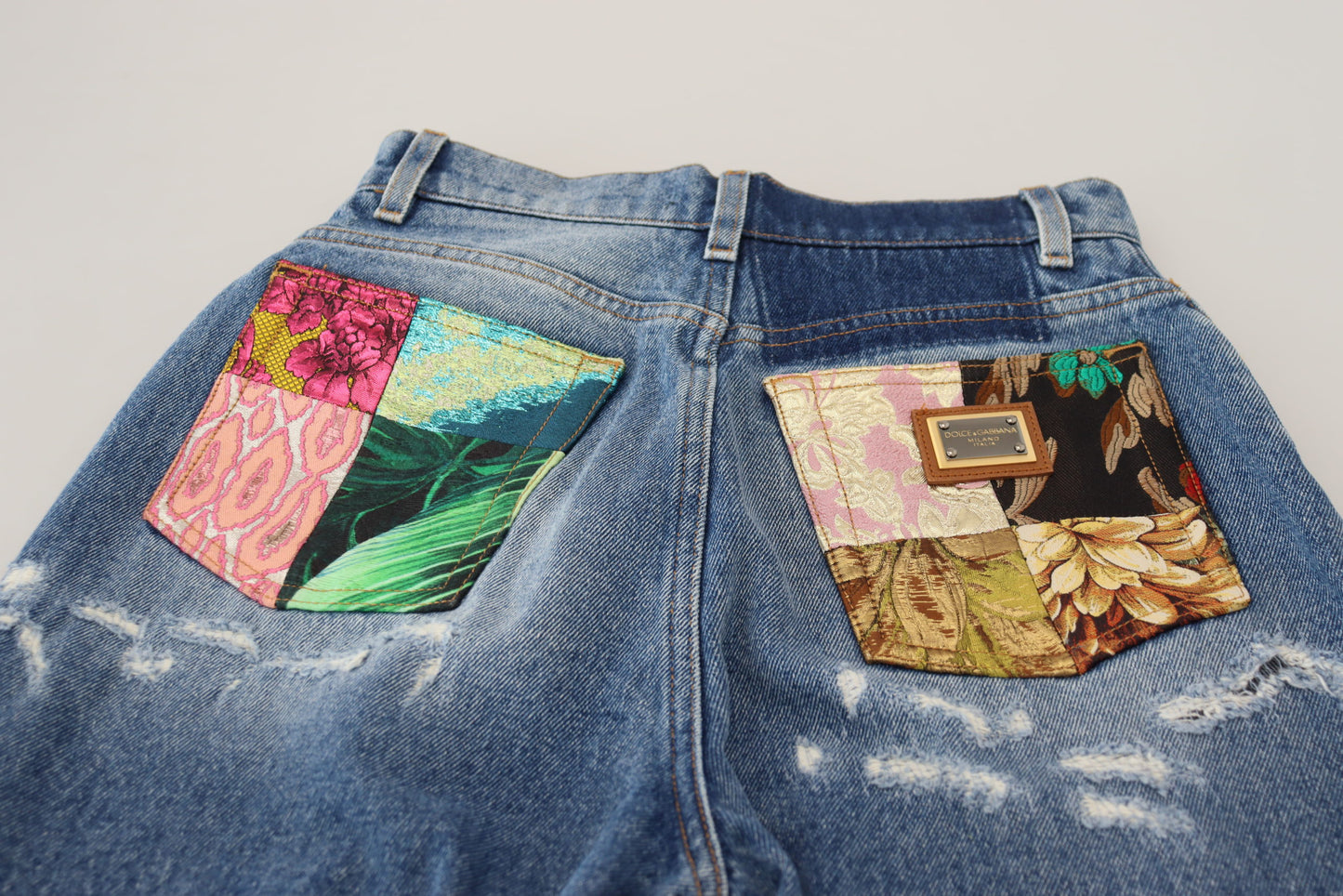 Jean en denim déchiré Dolce & Gabbana en coton délavé bleu