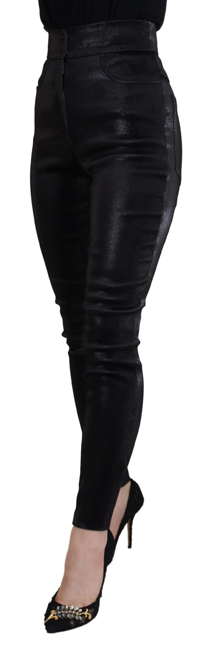 Jean slim en denim de coton délavé noir Dolce & Gabbana