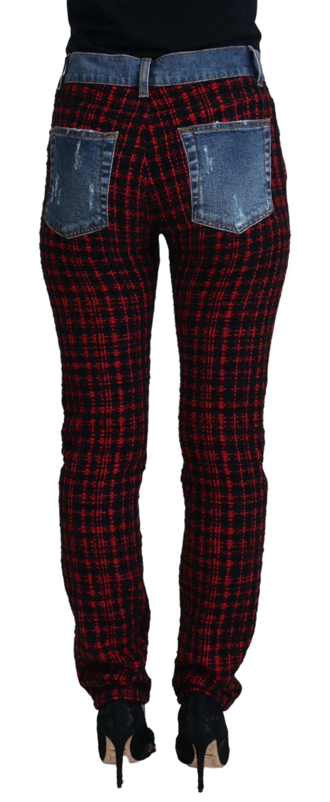 Jean Slim Dolce & Gabbana à Carreaux Bleus et Dos Uni