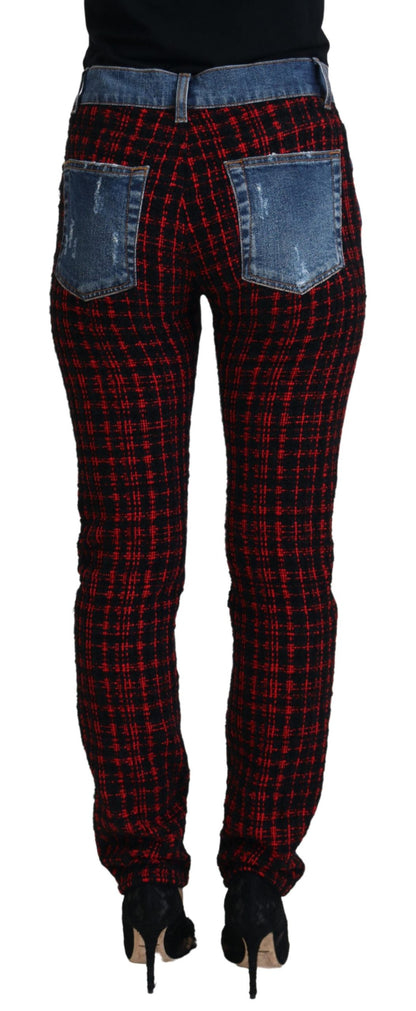 Jean Slim Dolce & Gabbana à Carreaux Bleus et Dos Uni