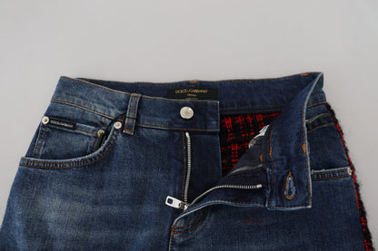 Jean Slim Dolce & Gabbana à Carreaux Bleus et Dos Uni