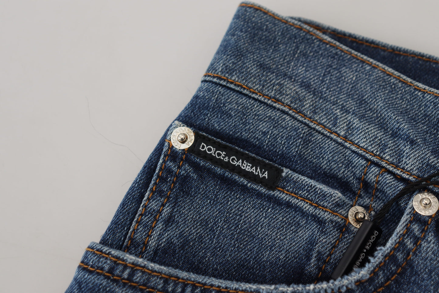 Jean Slim Dolce & Gabbana à Carreaux Bleus et Dos Uni