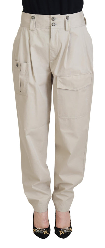 Pantalon Cargo Femme en Coton Beige Dolce & Gabbana