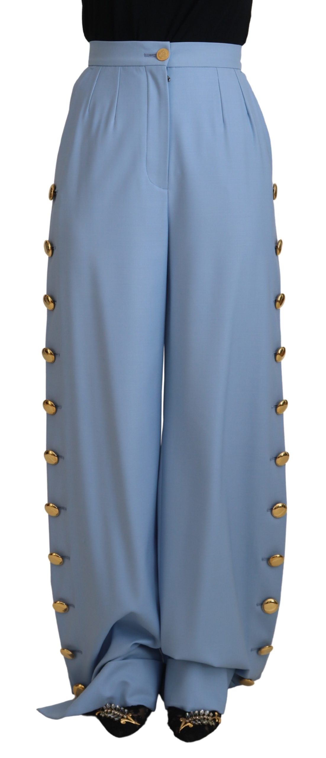 Pantalon large boutonnée Dolce & Gabbana Light Blue