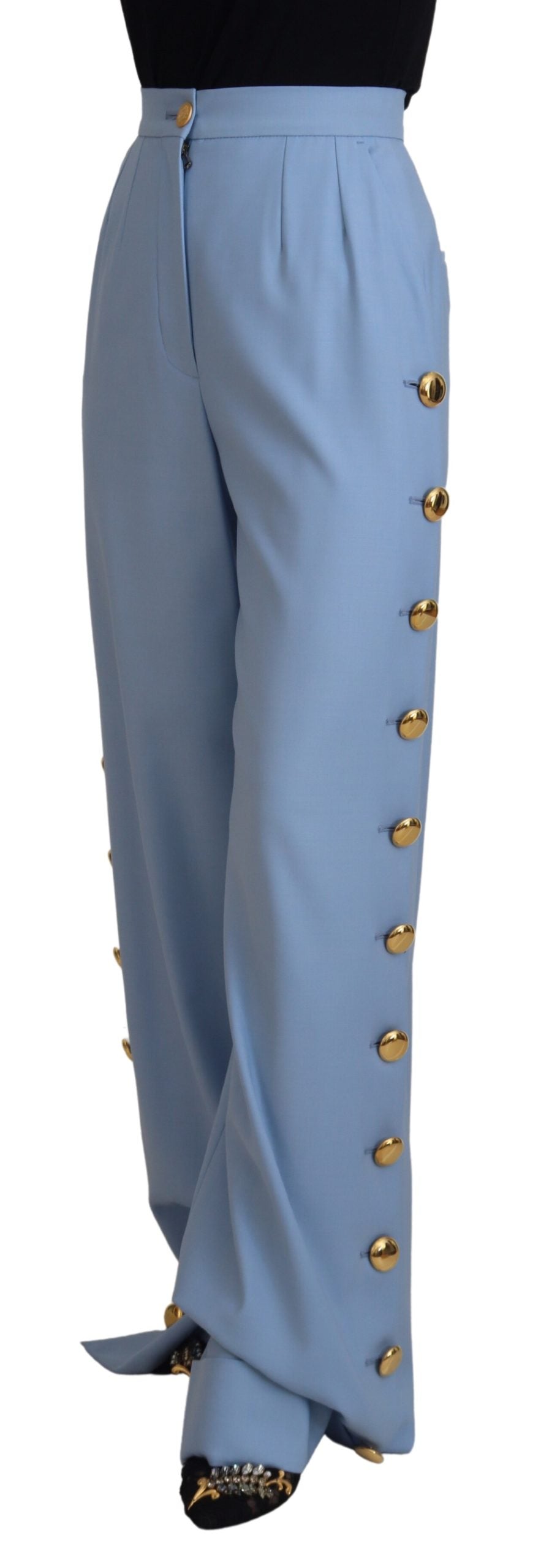 Pantalon large boutonnée Dolce & Gabbana Light Blue
