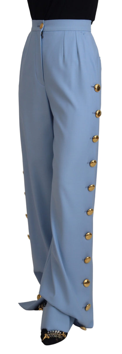 Pantalon large boutonnée Dolce & Gabbana Light Blue