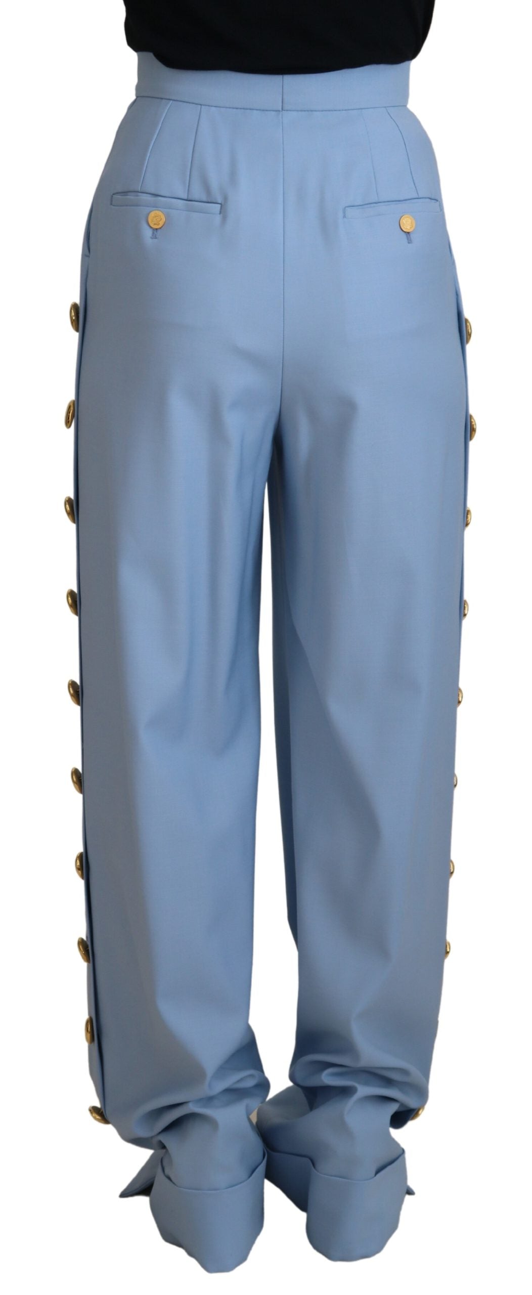 Pantalon large boutonnée Dolce & Gabbana Light Blue