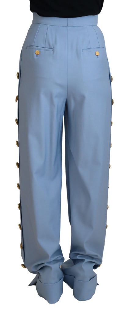 Pantalon large boutonnée Dolce & Gabbana Light Blue