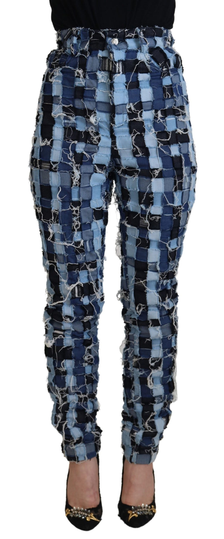 Jean en denim de coton patchwork multicolore Dolce & Gabbana