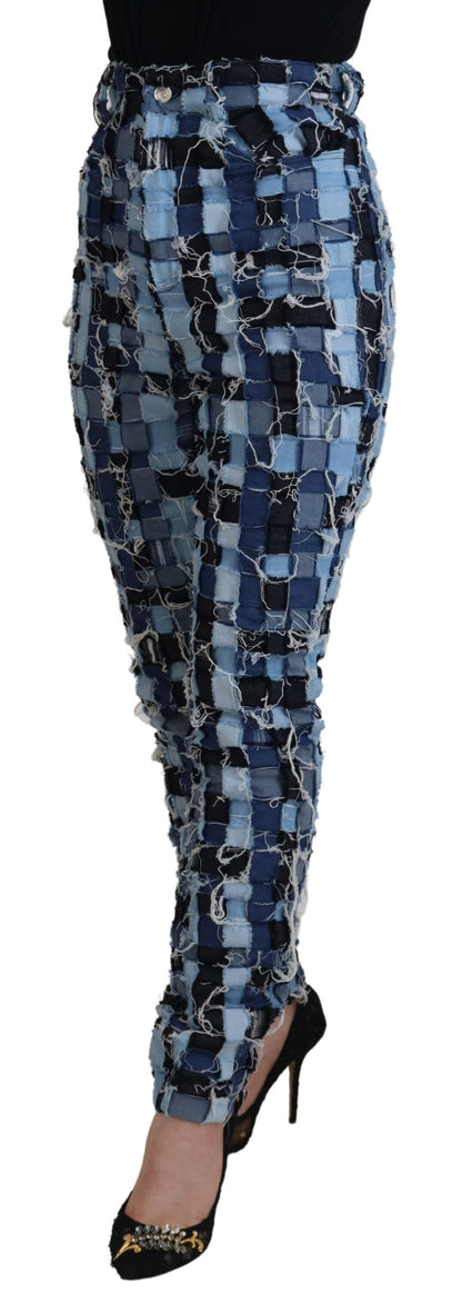 Jean en denim de coton patchwork multicolore Dolce & Gabbana