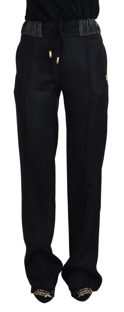 Pantalon droit en coton noir Dolce & Gabbana