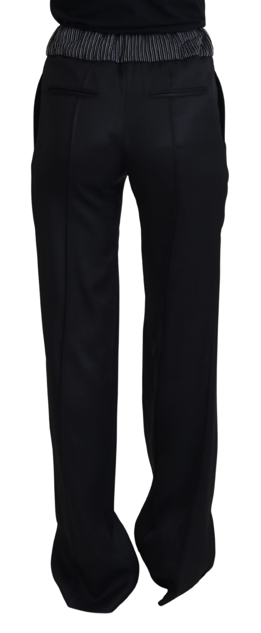 Pantalon droit en coton noir Dolce & Gabbana