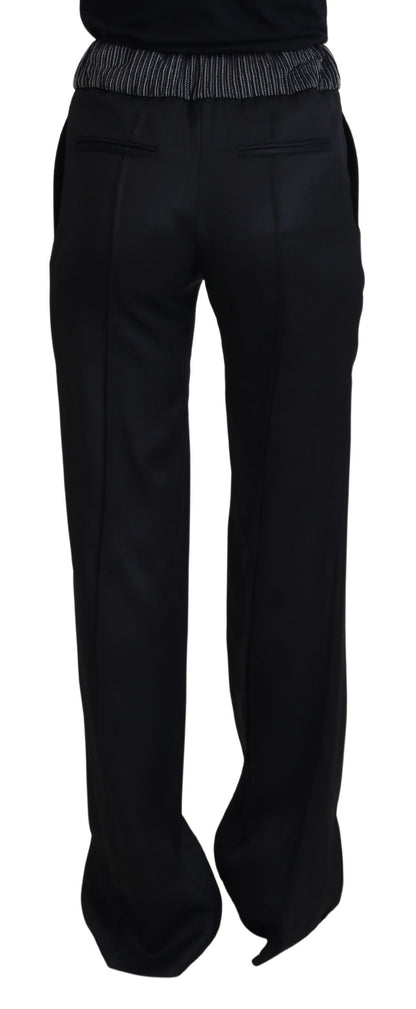 Pantalon droit en coton noir Dolce & Gabbana