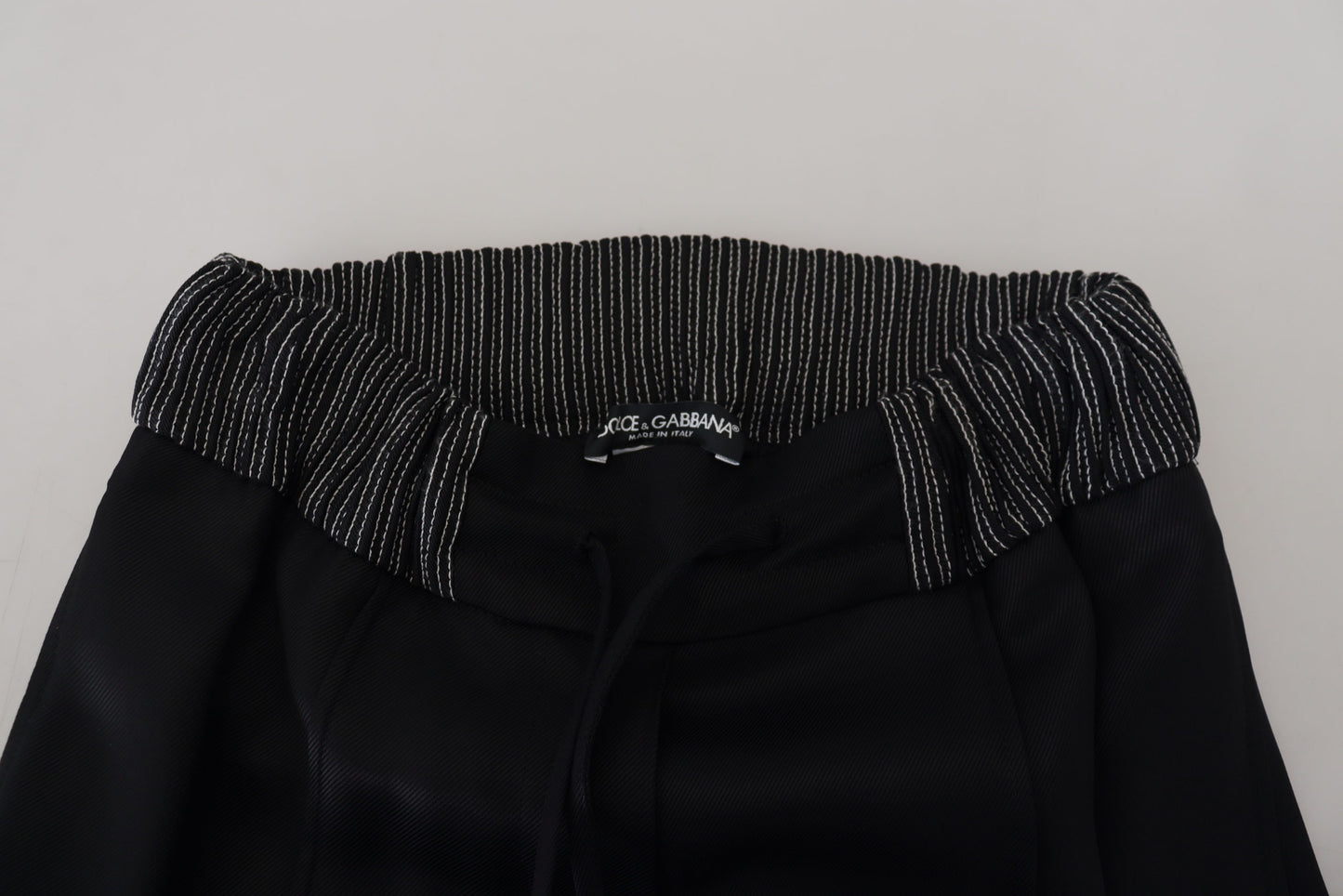 Pantalon droit en coton noir Dolce & Gabbana