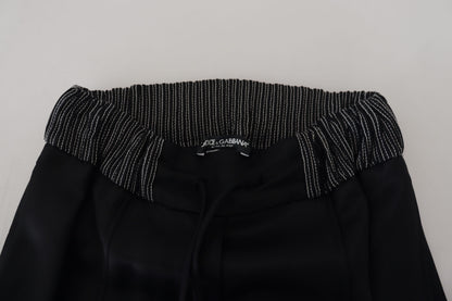 Pantalon droit en coton noir Dolce & Gabbana