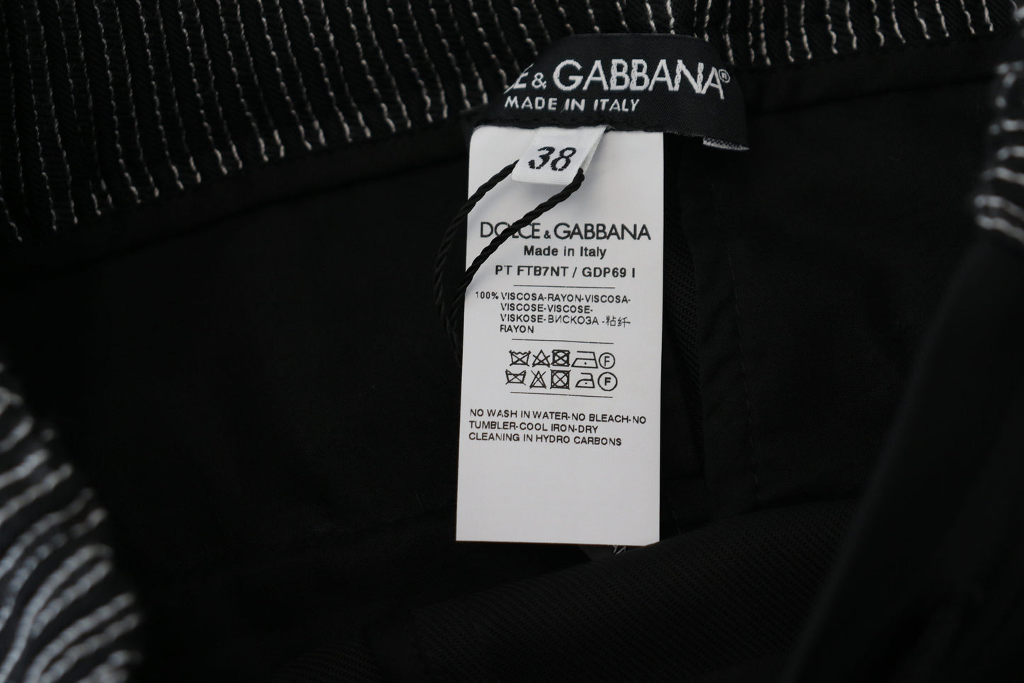 Pantalon droit en coton noir Dolce & Gabbana