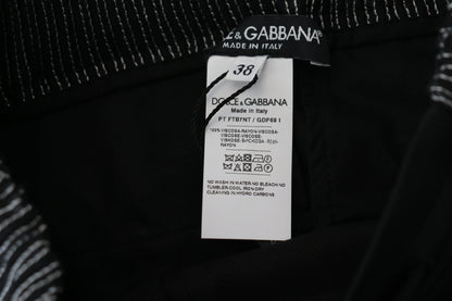Pantalon droit en coton noir Dolce & Gabbana