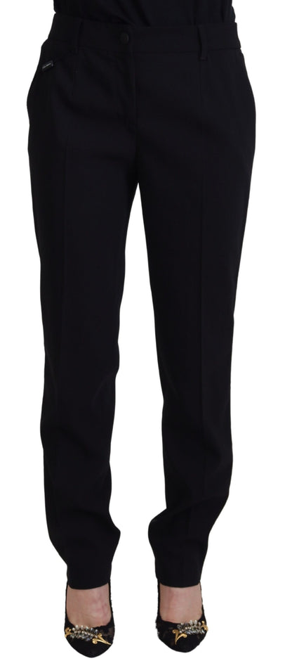 Pantalon fuselé en laine noir Dolce & Gabbana pour femme