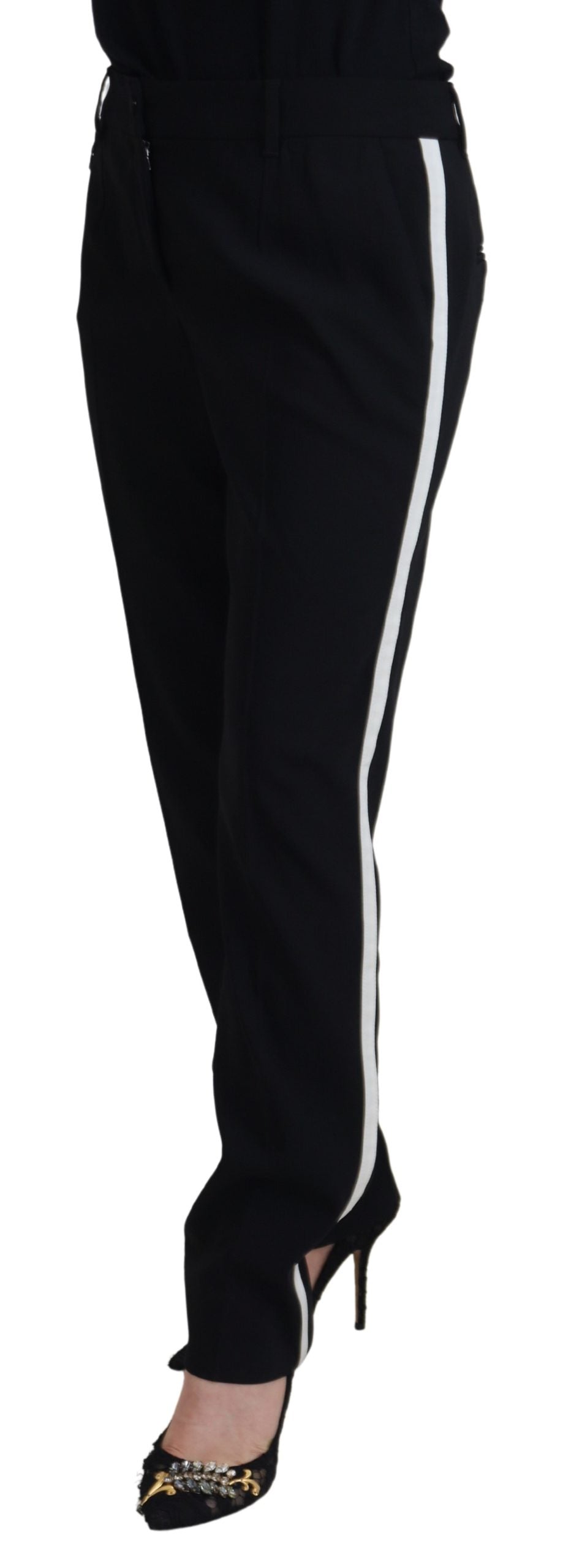 Pantalon fuselé en laine noir Dolce & Gabbana pour femme