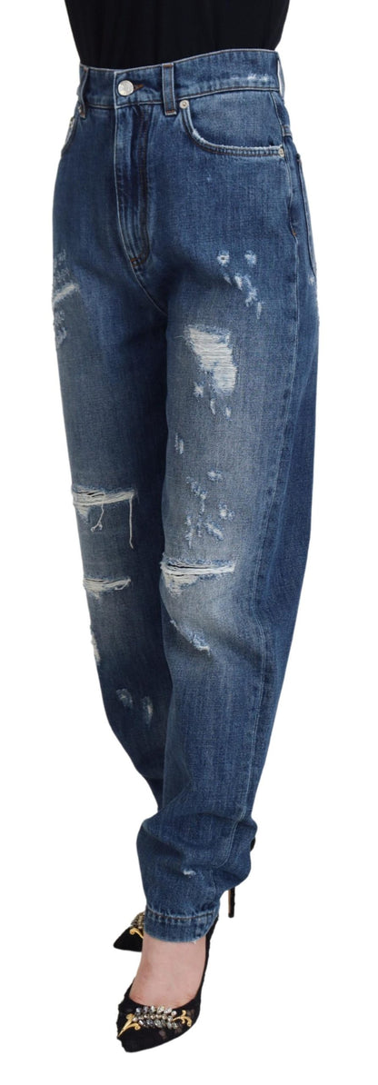 Jean en denim déchiré Dolce & Gabbana en coton délavé bleu