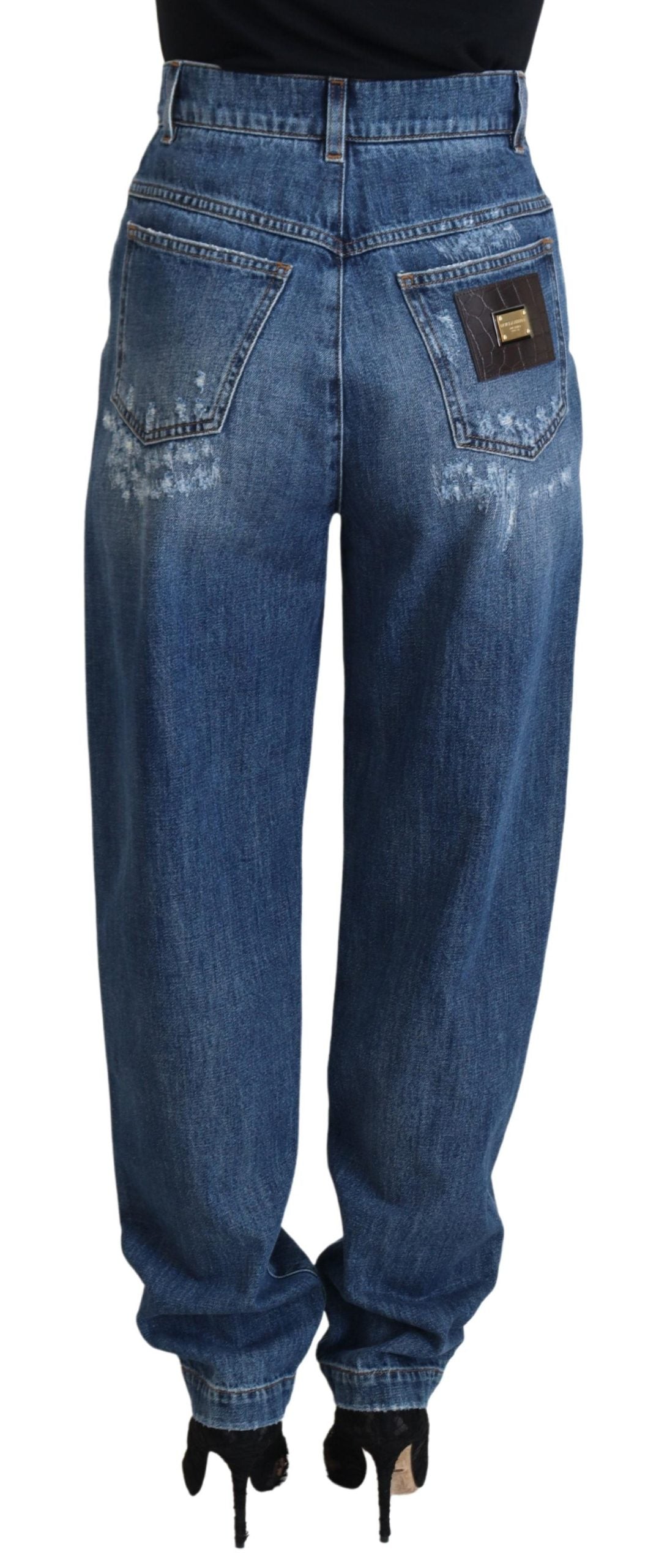 Jean en denim déchiré Dolce & Gabbana en coton délavé bleu