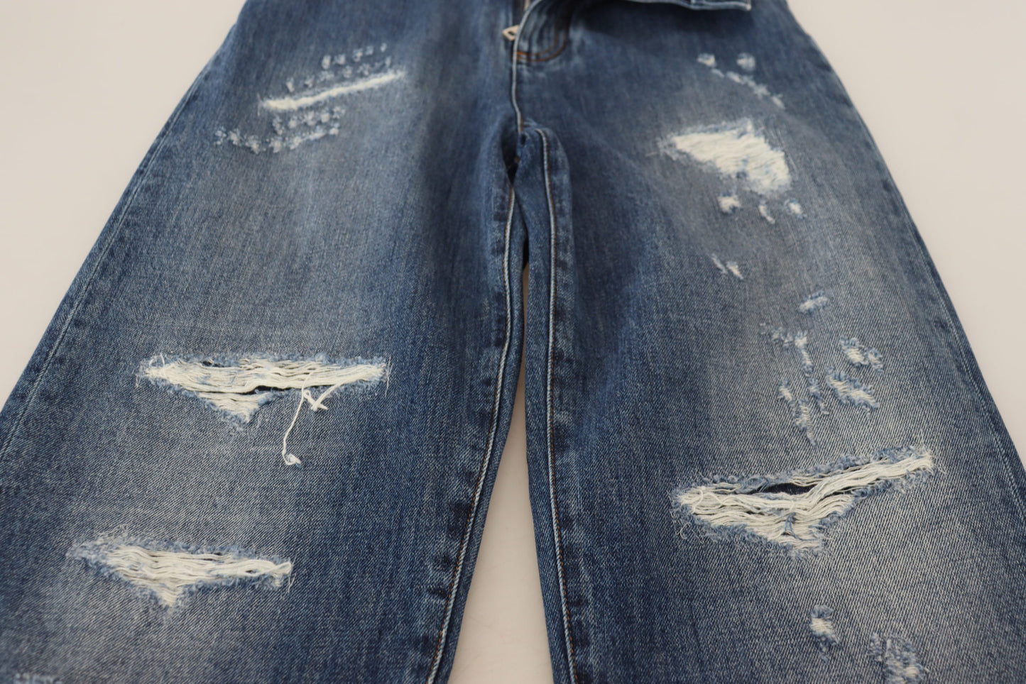 Jean en denim déchiré Dolce & Gabbana en coton délavé bleu