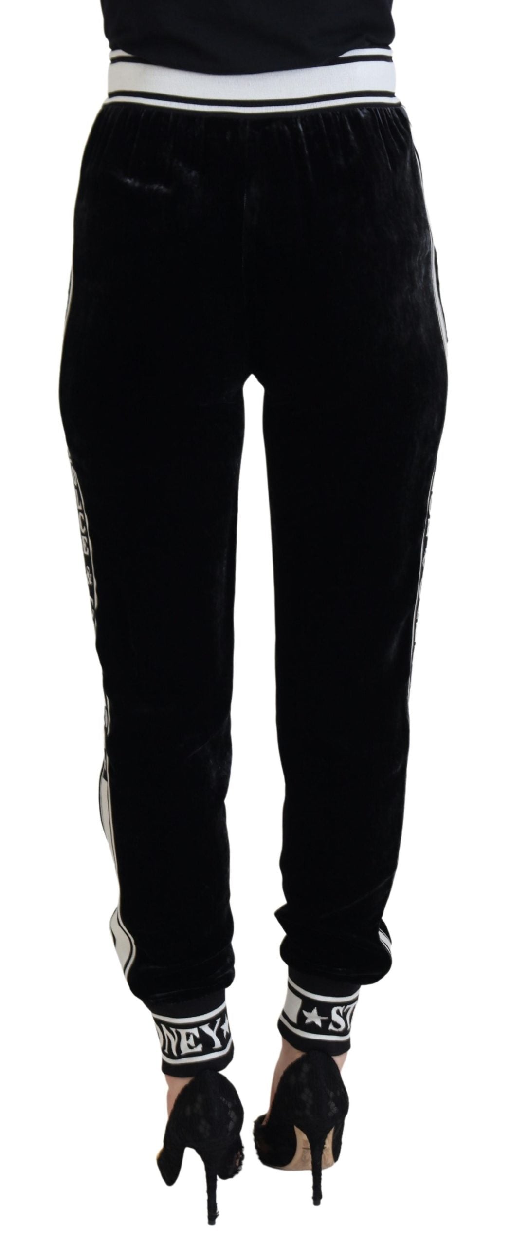 Pantalon en velours noir Dolce & Gabbana avec logo DG
