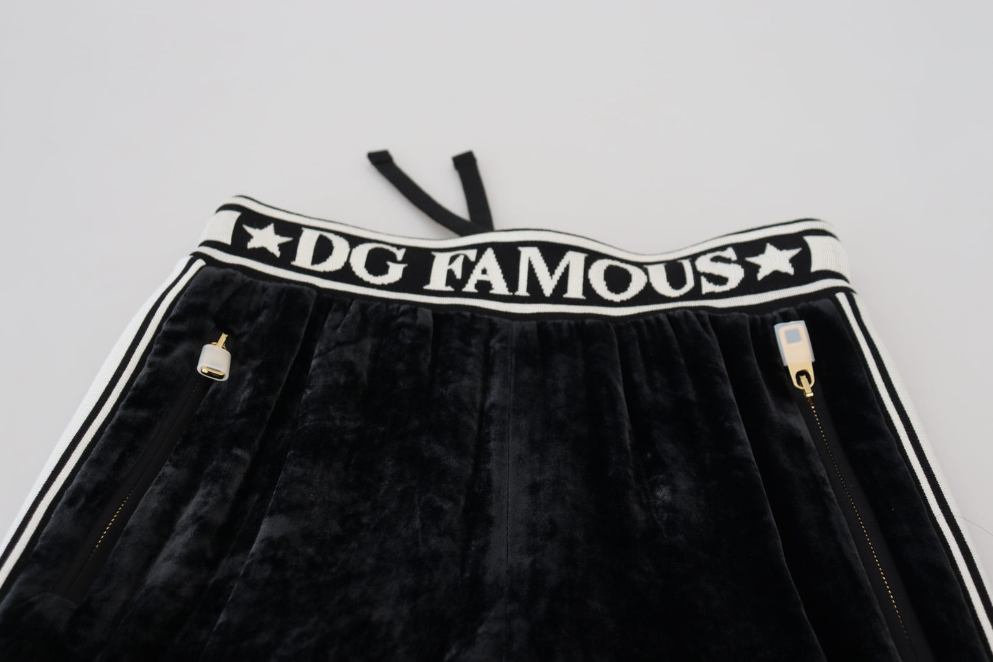 Pantalon en velours noir Dolce & Gabbana avec logo DG