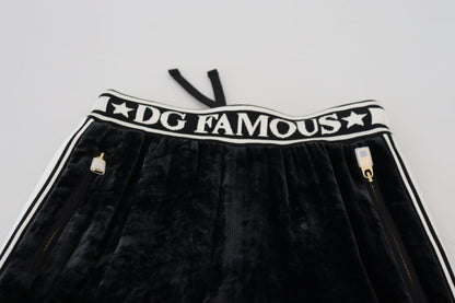 Pantalon en velours noir Dolce & Gabbana avec logo DG